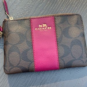 Coach Signature PVC Leather Corner Zip Wristlet